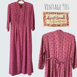 vintage 90s April Cornell rayon jacquard maxi dress size small